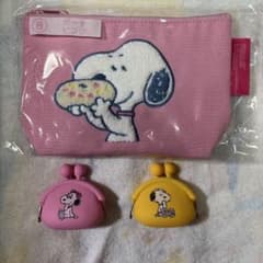 スヌーピー ローソン1番くじ ポーチ&ガチャガチャコインケース2個のサムネイル