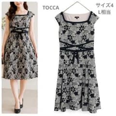 【美品】TOCCA トッカ リボン刺繍 フレアワンピース 4 上品 美シルエット TOCCA トッカ 総柄 刺繍 レース ワンピース 膝丈 リボン 4 花柄 - メルカリ