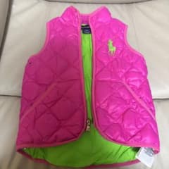 Ralph Lauren キルティングベスト 2T ピンク/グリーンのサムネイル