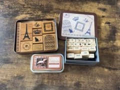 木製スタンプセット エッフェル塔 デザイン　猫　はんこ　インク　ハンコ　数字のサムネイル