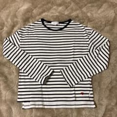 新品未使用グローバルワークGLOBAL WORK白×黒ボーダー長袖Tシャツのサムネイル