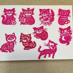 中国切り絵  猫のサムネイル