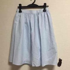 GRL＊ 水色のストライプひざ丈スカートのサムネイル
