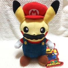 マリオ ピカチュウ ぬいぐるみ コラボ レア☆未使用タグ付き ポケモン×マリオコラボ「マリオピカチュウ