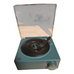 [Tested and working] Record player style Bluetooth speaker with rotating disc, green.