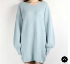 DEICY Knit Dress Angora Sweater Cute Sleeves Light Blue