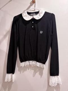 Fickle Bebe ジャガードレースニット 長袖ニット ブラックのサムネイル
