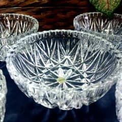 未使用品 HOYAクリスタル 切子カッティング サラダボウル 5枚セット