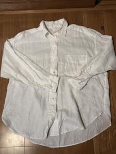 H&M LINEN 長袖シャツ ホワイト Sサイズのサムネイル