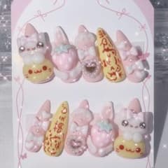 ネイルチップ 量産型 地雷系 平成女児 ゴテゴテ オムライス ピンク ♡現品のサムネイル