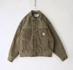 カーハート　USA製80s刺繍ロゴダックトラッカージャケットのサムネイル