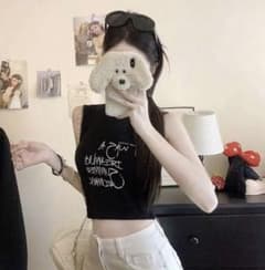 クロップド丈タンクトップ レディース ブラック