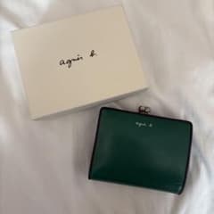agnes b. 二つ折り財布 がま口 グリーン - メルカリ