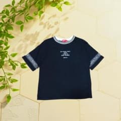 【Y2K 90s】 ロゴテープ Tシャツ スポーティー リブ 黒 古着のサムネイル