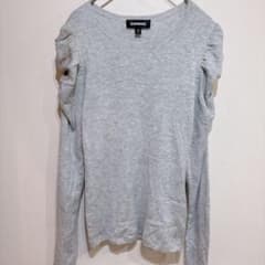 [Discounted Item] EXPRESS Puff Sleeve Knit Top, Size M, Gray, Slimming Elegant