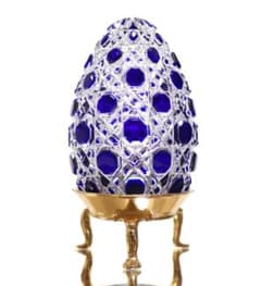 オールド・バカラ 珍品 上級作品 青色被せ装飾 台座付き 切子 置物