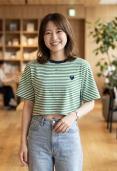 ボーダー クロップドTシャツ 半袖 ハートのサムネイル