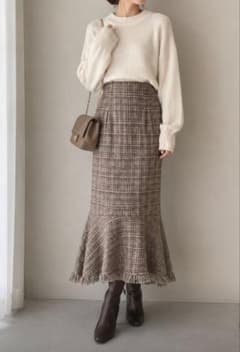【アーバンリサーチ】美品❗️ブラウン系 マーメイドスカートフリンジ裾　Mのサムネイル