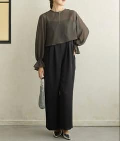 シアーブラウス×タックオールインワン ブラック - メルカリ