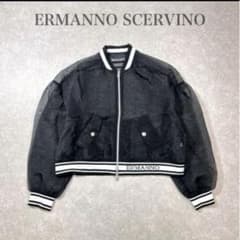 美品✨高級 エルマンノシェルビーノ シアー メッシュブルゾン イタリア製 42 美品✨高級 エルマンノシェルビーノ シアー メッシュブルゾン