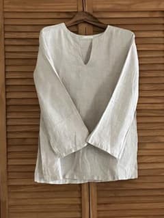 fog linen work リトアニア製リネン Vネック 長袖シャツのサムネイル