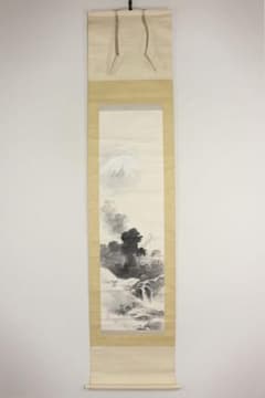 No5720 掛軸 在銘 春堂 山水図 紙本 日本画 古画 古美術 送料無料