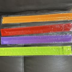 反射リストバンド 4本セット 赤 オレンジ 黄色 紫 深夜 夜道 光る