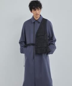 【美品】A+ TOKYO 3WAY ウールロングコート ベスト付き ブルー系のサムネイル
