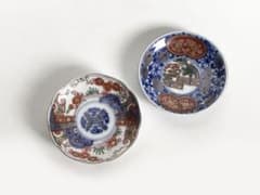 骨董 アンティーク 豆皿 手塩皿 2枚 金襴手 色絵 梅松 大明嘉靖年製