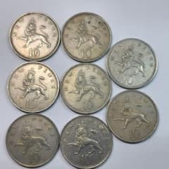 イギリス 1969年 10ニューペンス 硬貨 古銭 6750. 1969年 イギリス 旧硬貨 10ニューペンス 8枚組 - メルカリ