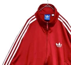 【激レア】adidas トラックジャケット L 赤 トレフォイル 90s 古着のサムネイル