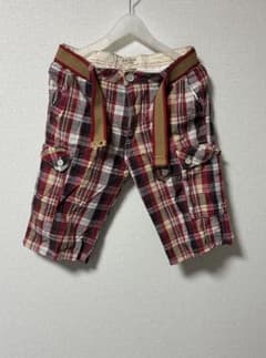 チェック柄 ベルト付きハーフパンツ　サイズLのサムネイル