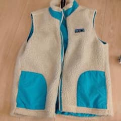 Patagonia キッズ ダウンベスト Lサイズ クリーム/ターコイズのサムネイル
