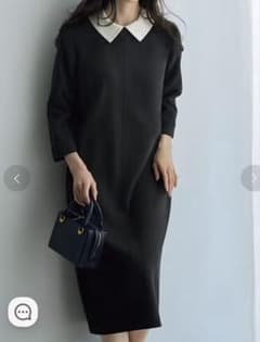DoCLASSE 総針ニット・バイカラーワンピース/DoCLASSE 15号　バイカラー ブラック ワンピース Classe THE ワンピース