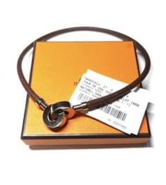HERMES エルメス ランセロット チョーカー ブラウンレザー ネックレス 