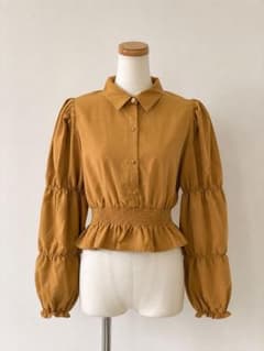 ZARA パフスリーブブラウス M ブラウン長袖のサムネイル
