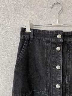【美品】デニムタイトスカート（台形）　ロング　フリーサイズ　ブラック色のサムネイル