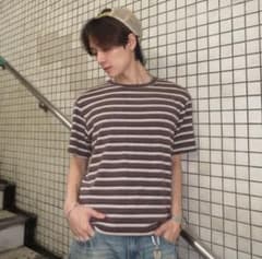 地底人 ボーダー Tシャツ ブラウン系 Lのサムネイル