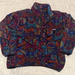 90s 総柄 Patagonia シンチラ スナップT フリース アボリジニ