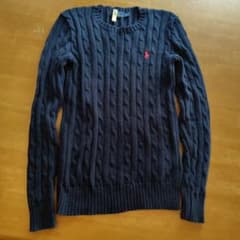 Polo Ralph Lauren ネイビー ケーブルニットセーター XSのサムネイル