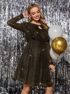 SHEIN マタニティ グリッタードレス キーホールネックのサムネイル