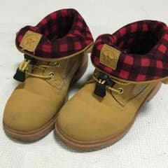キャメル×ブロックチェックブーツ  19㎝のサムネイル