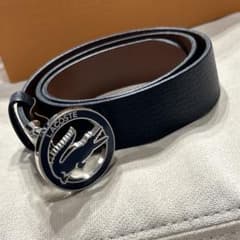 【LACOSTE】ラコステ レザーベルト ビッグロゴ ネイビー レディースのサムネイル