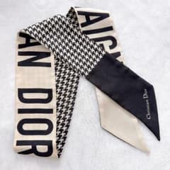 DIOR ディオール　ロゴ入り　ミッツァ　スカーフ　バンドー　美品 DIOR ディオール チェック ロゴ入り ミッツァ スカーフ バンドー