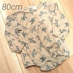 【80cm】テータテート 花柄 長袖ロンパース ベージュ バースデイのサムネイル
