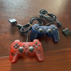 コントローラー DUALSHOCK2 クリアレッド・ブルー 2個セット　ジャンクのサムネイル