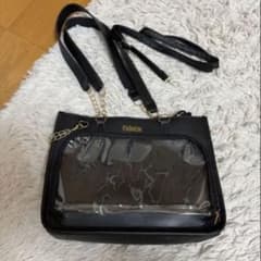 ブラック ショルダーバッグ 透明ポケット付き 痛バのサムネイル
