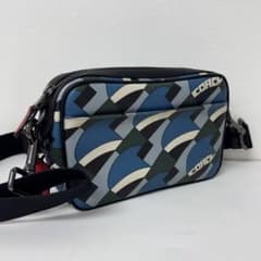 COACH メンズ ショルダーバッグ レザーデコブリッジ プリント ブルー 