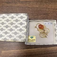 天然石 ブローチ ゴールドカラー 花モチーフのサムネイル