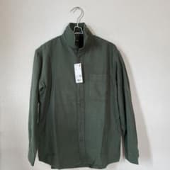 《新品》UNIQLOフランネルスタンドカラーシャツSオリーブカーキのサムネイル